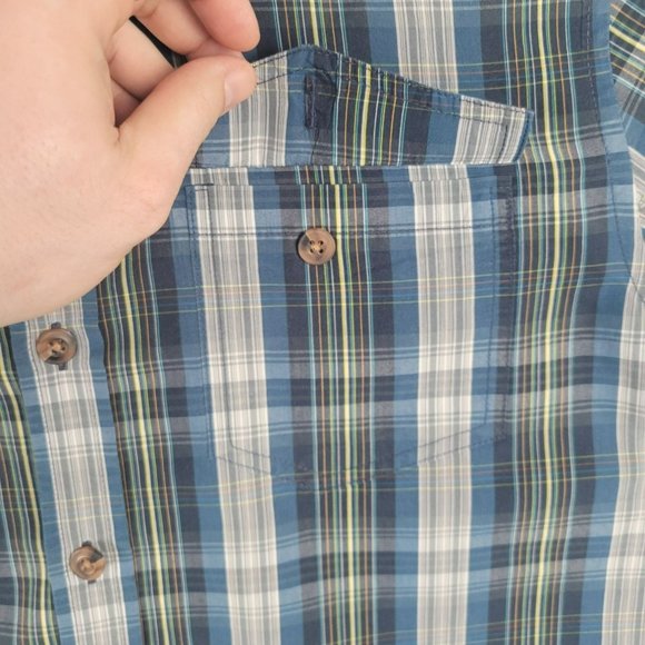 Prana Shirt Men's Size Large Multi-color Plaid Short Sleeve Button Front Logo - Picture 3 of 8